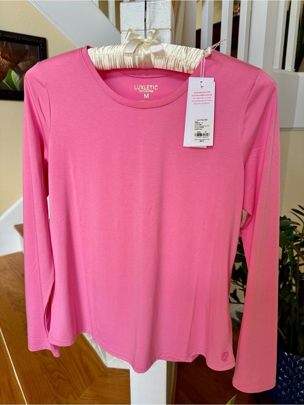 Lilly Pulitzer Luxletic Westley Long Sleeve Tee UPF 50+, Confetti Pink, M - Picture 9 of 9